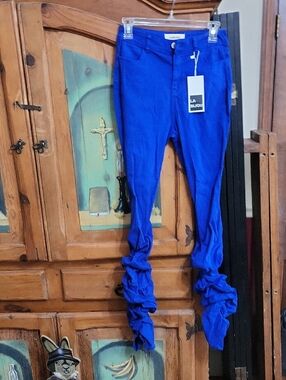 La Bijou Royal Blue Ruffled Leggings